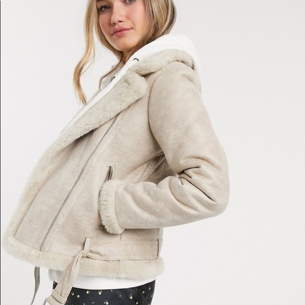 Abercrombie and Fitch Vegan Suede Aviator Jacket